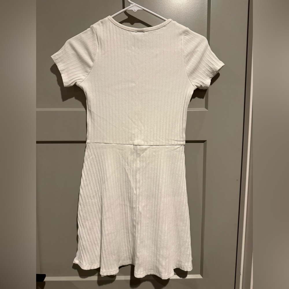White Ribbed Button-Front Dress - Girls XL (14/16) - Picture 2 of 12